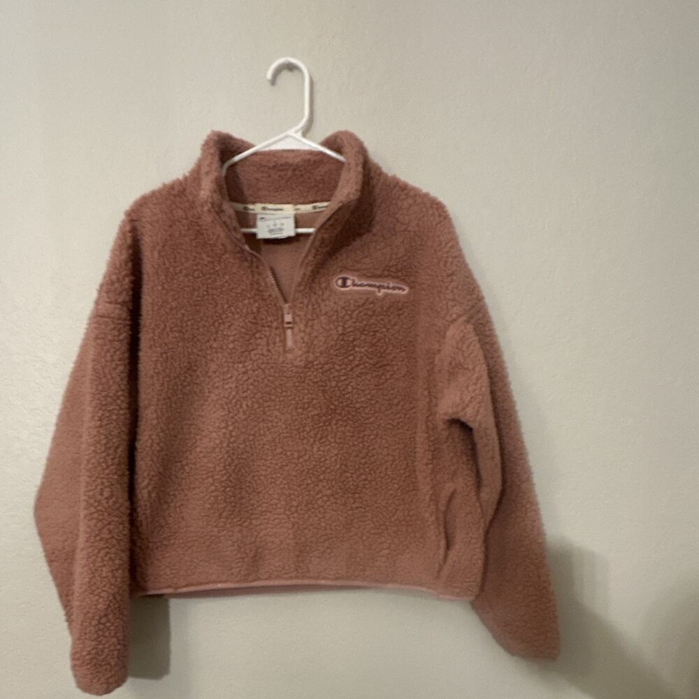 Champion Authentic Athleticwear Pink Sherpa Fleece 1/4 Zip Pullover L
